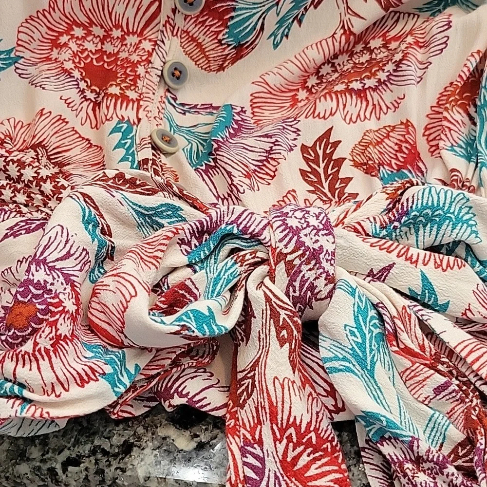 Anthropologie Tugboat Tie Waist Top